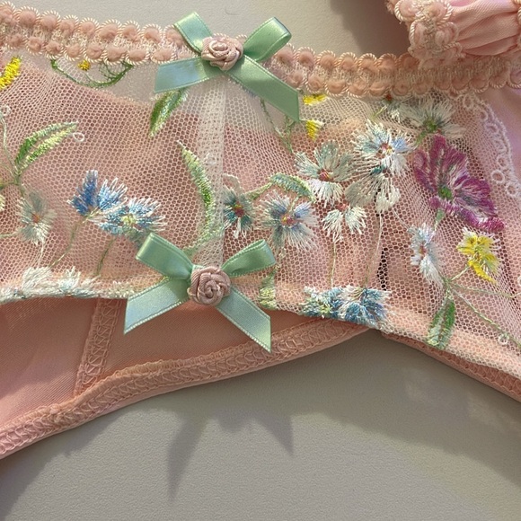 For Love and Lemons Light Pink Garter (L) and Thong (L) - Picture 2 of 3